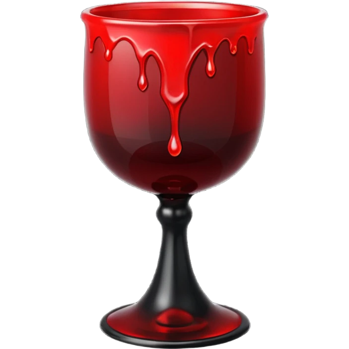 Dark gothic chalice with red liquid dripping, iOS emoji style, clean lines, high contrast emoji