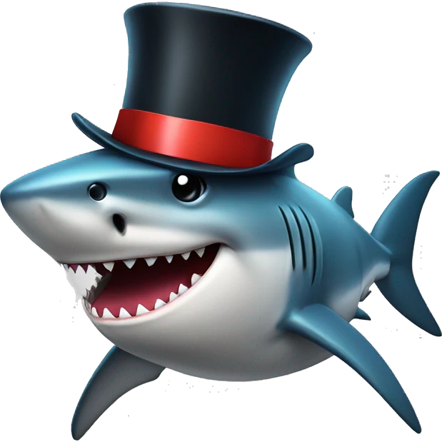 Shark with a top hat emoji