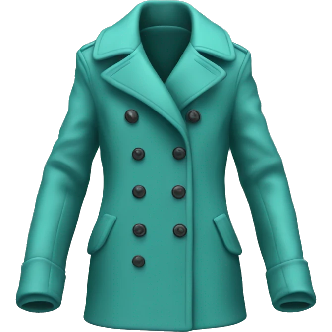 Hyper Realistic isolated side view of a light teal open fashion Peacoat. emoji