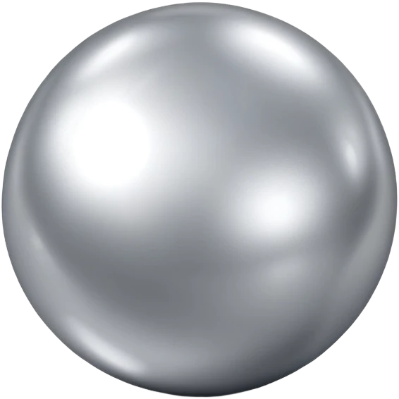 Perfectly smooth glossy metallic silvery polished alloy shiny tin foil ball emoji