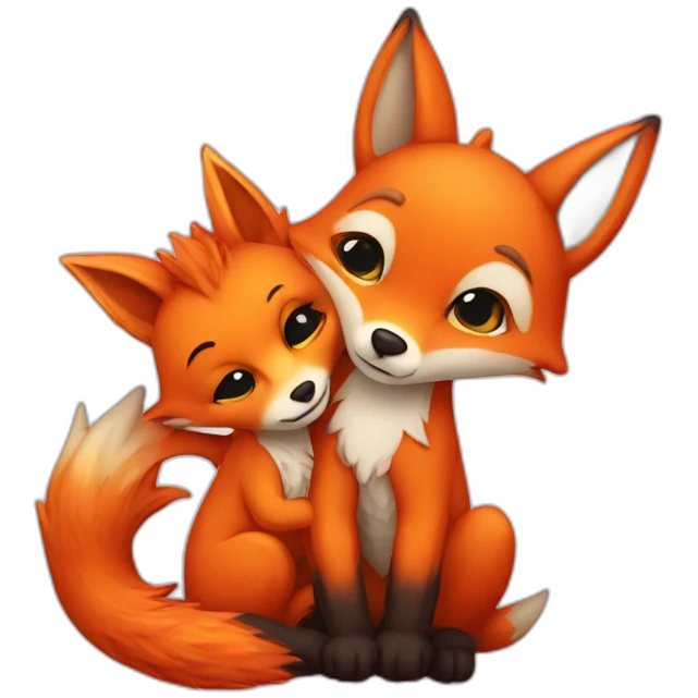 fox and dragon cuddling emoji
