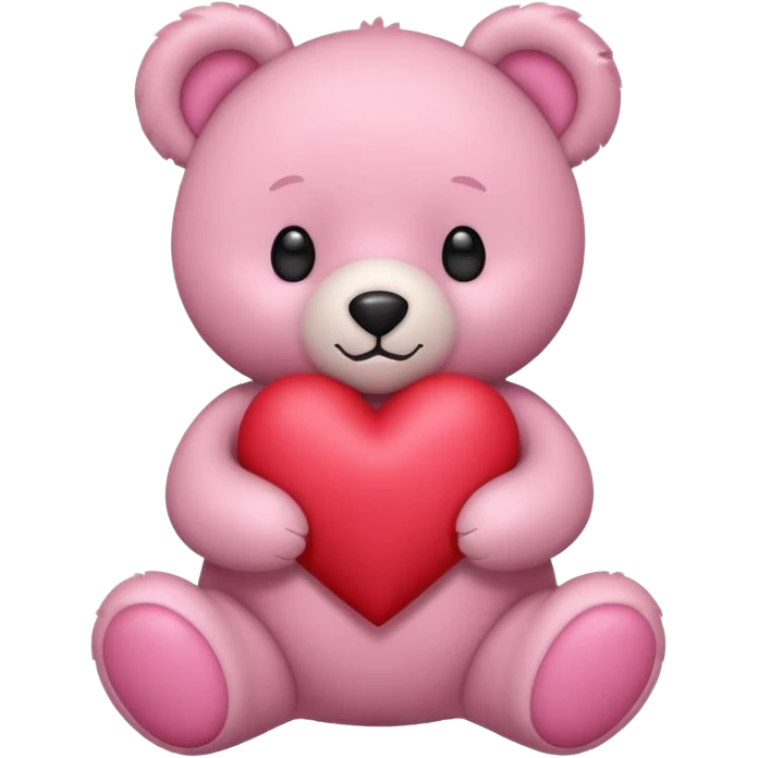 pink pastel teddy bear hold red heart emoji