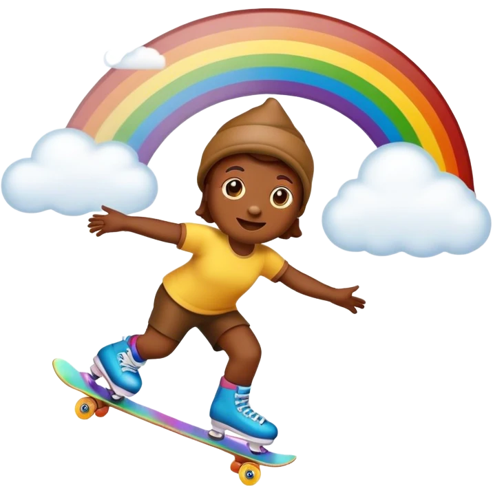 Poop emoji skating in a rainbow  emoji