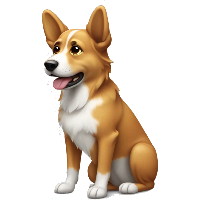 Furry caramel dog with semi lifted ears and white body emoji