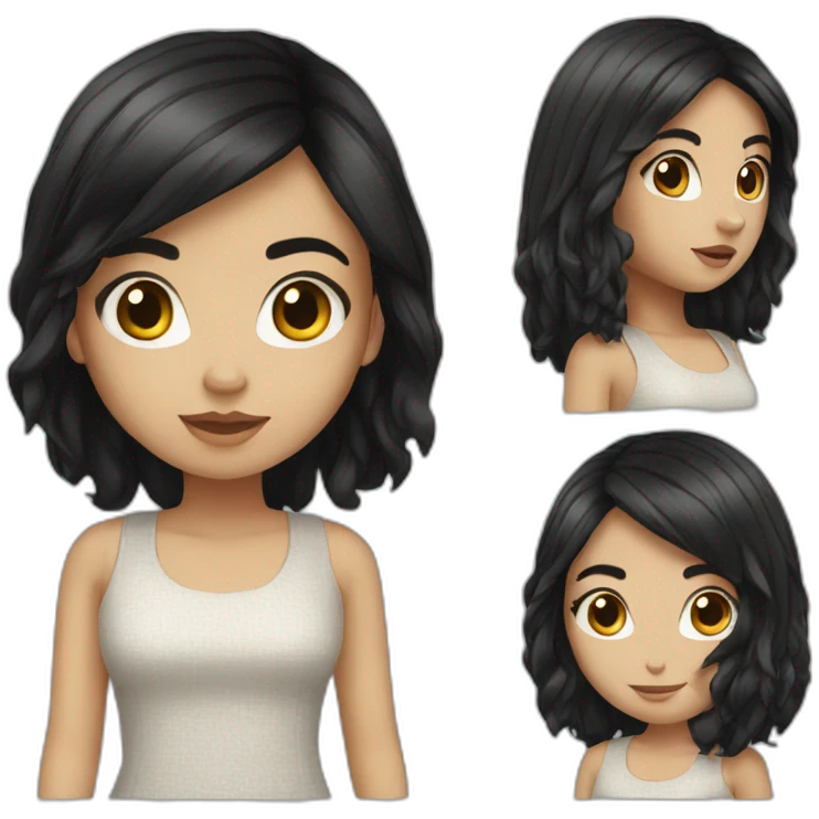 white girl black hair emoji