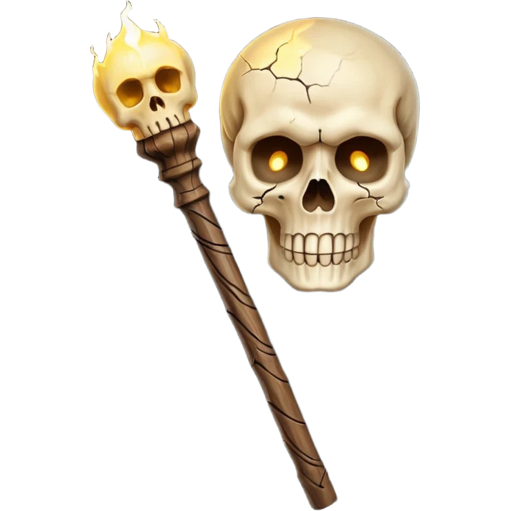 Skull Staff – Wooden staff with glowing skull top
 emoji