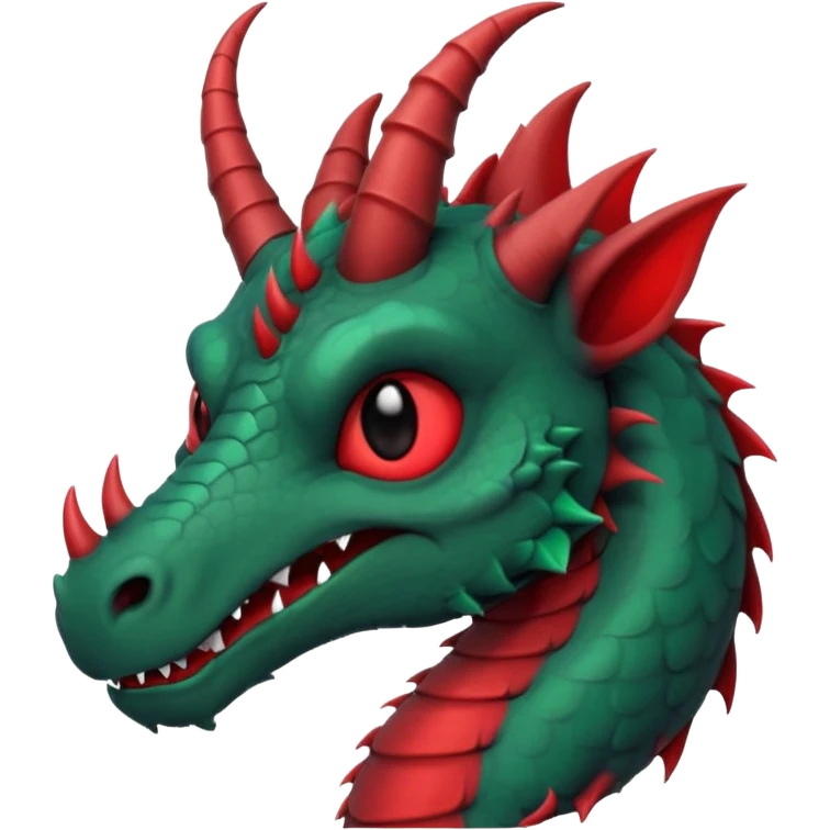 cute-but-dark dragon emoji, Burtonesque gothic illustration,  muted palette with single accent (blood red or emerald), spiral horns, simple silhouette readable at 72x72, hand-drawn texture, minimal details, round sticker composition, --ar 1:1 emoji