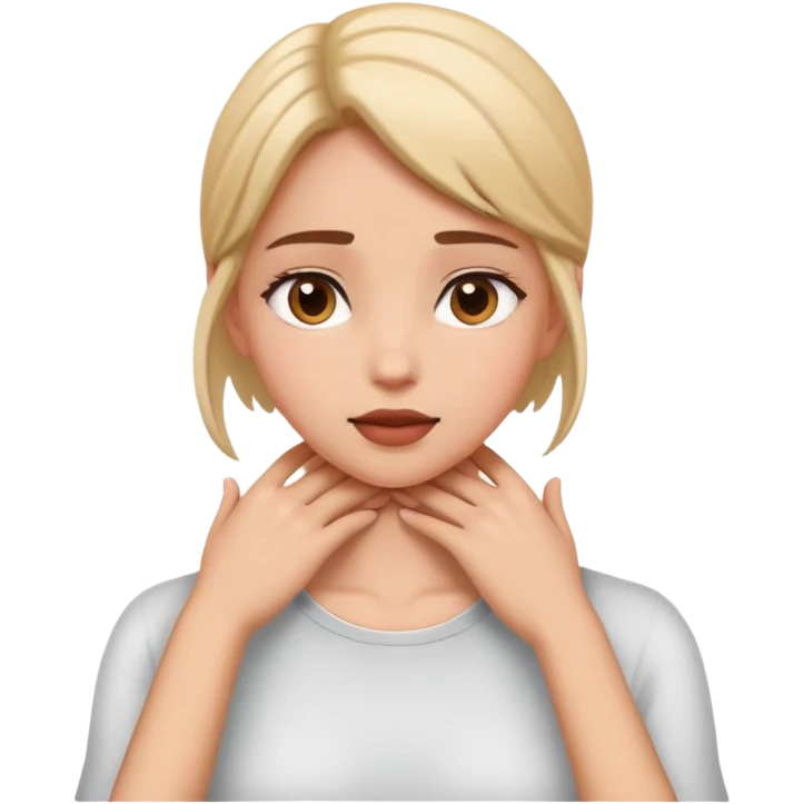 Girl having her hands on her neck emoji