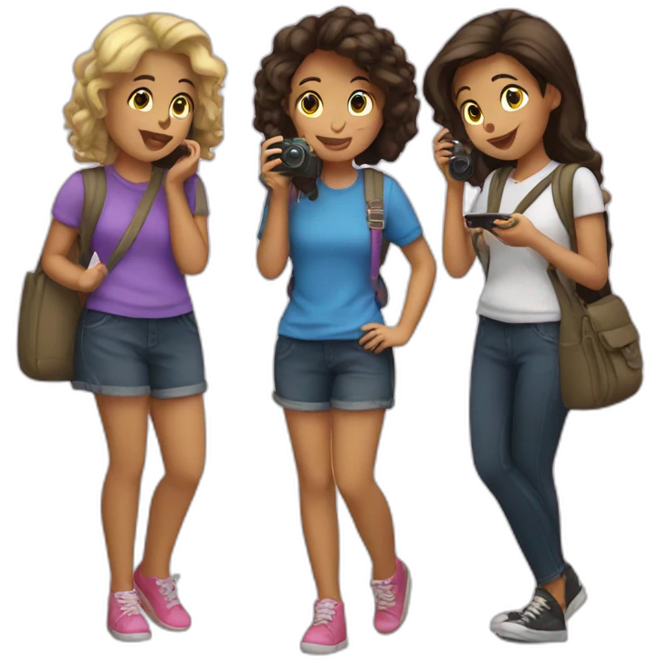 3 girls clocking photos  emoji