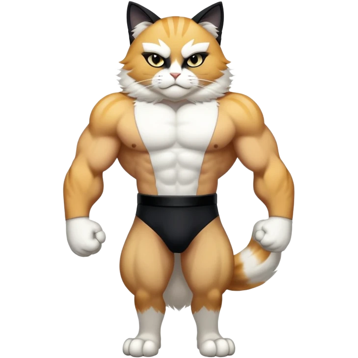 Super muscular Buff sigma Gigachad cat full body tuxedo colored  emoji