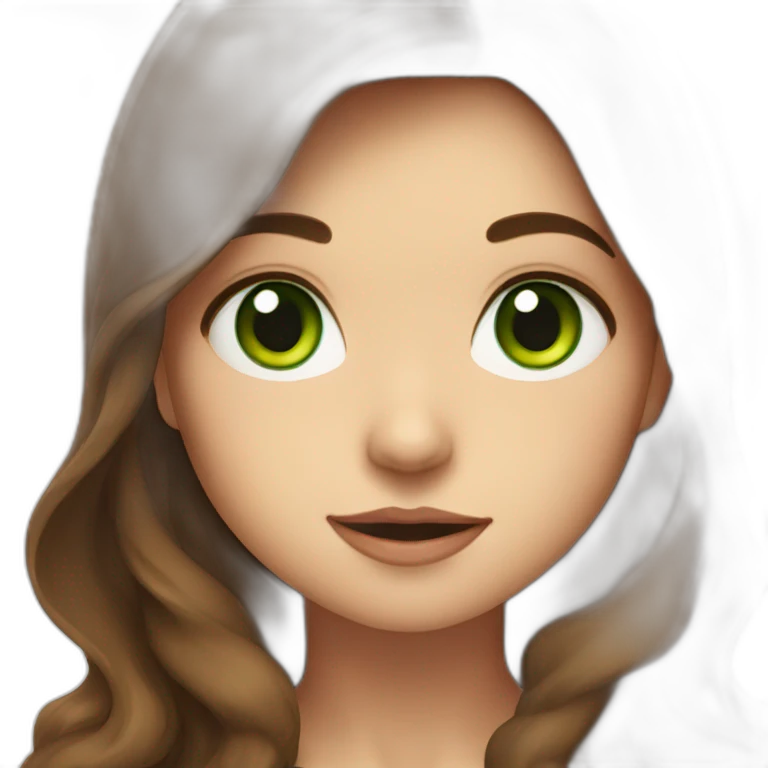 Cute Witch with long brown hair and green eye emoji