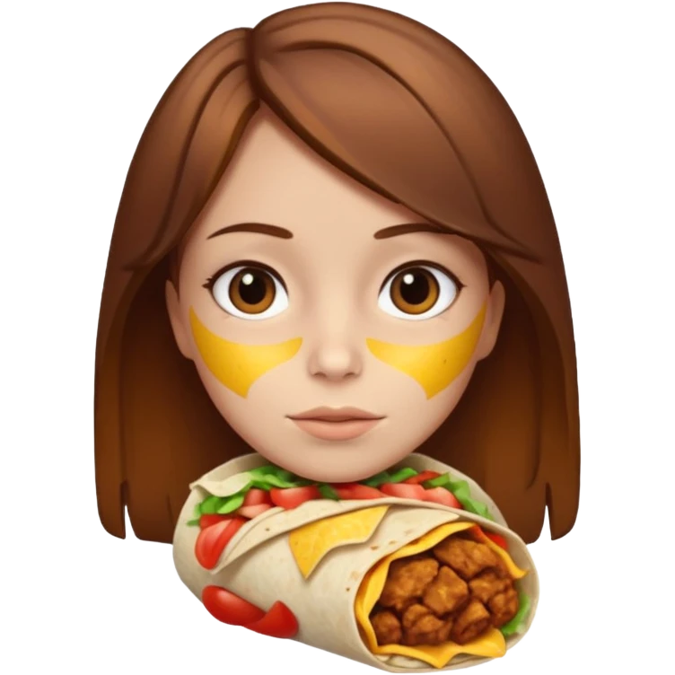 Girl with brown hair "resting chicken burrito face" emoji