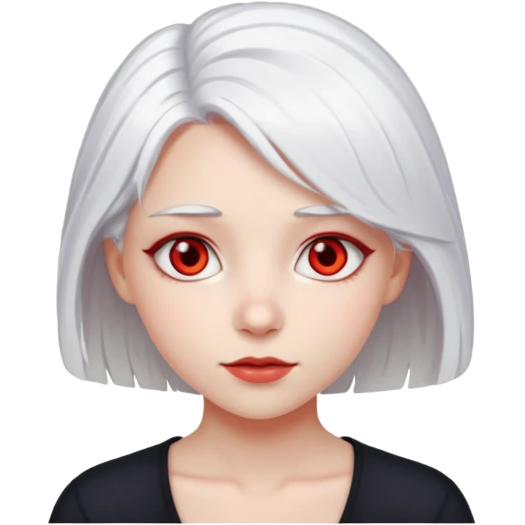 a girl with white hair and bright red eyes emoji