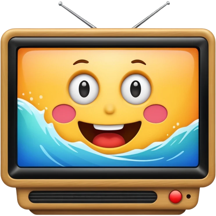 A tv with a cartoon on emoji