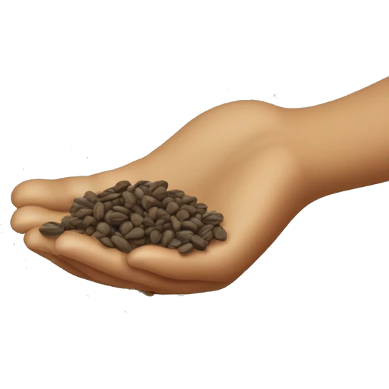 cupped palm pouring seeds with seeds falling from it emoji