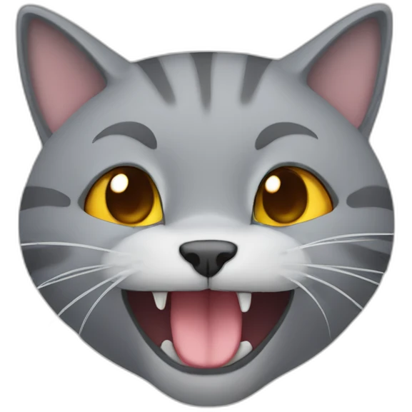 A grey cat mewing emoji