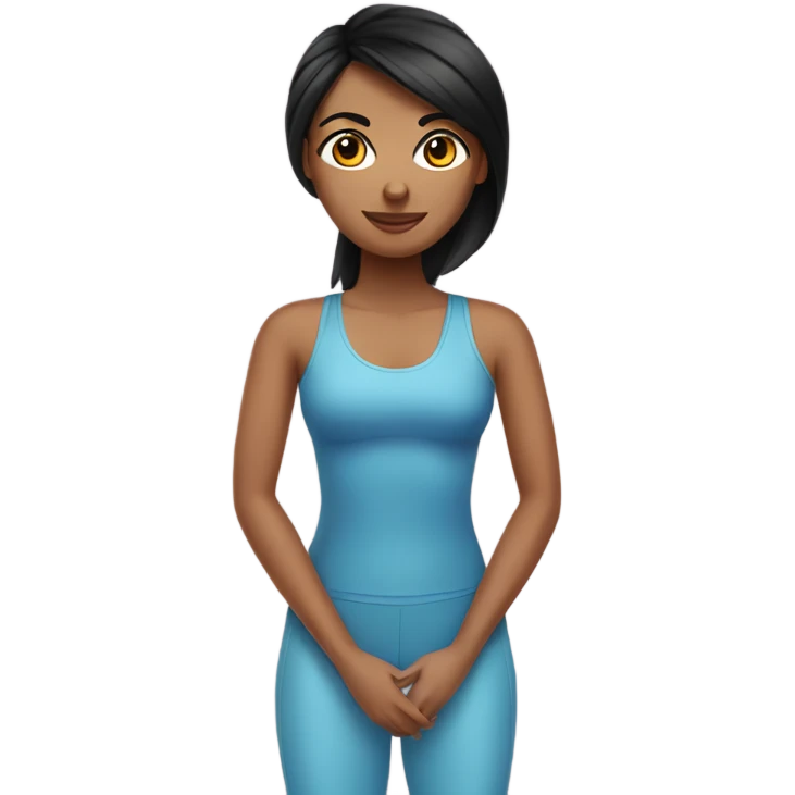 Pilates girl, black hair  emoji