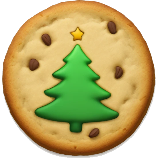 Just One simple Round plain cookie with a green Christmas tree in the center top very basic emoji