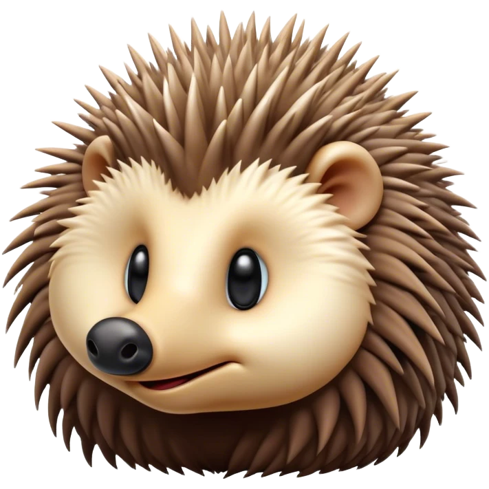 Cinematic Cute Echidna Portrait Emoji, Head tilted playfully and inquisitively, featuring a fuzzy, spiky fur with an adorably scrunched face and a cute, pointed snout, round, sparkling eyes filled with gentle curiosity, Simplified yet irresistibly adorable features, highly detailed, glowing with a warm, friendly glow, high shine, affectionate and quirky, stylized with a touch of natural whimsy, bright and endearing, soft glowing outline, capturing the essence of a mischievous yet loving echidna, so playful it feels like it could nuzzle out of the screen into your arms! emoji