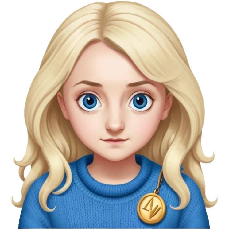 Evanna Lynch is Luna Lovegood in harry potter, wear blue sweater emoji