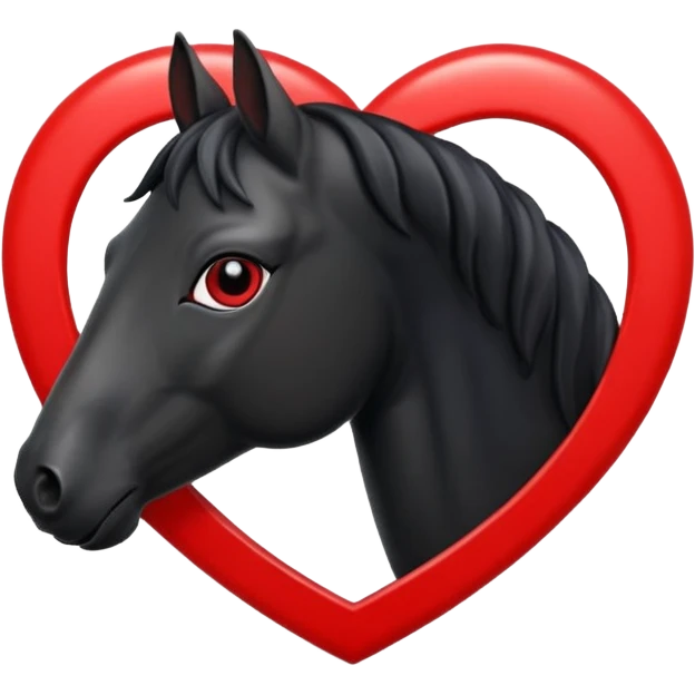 Black Horse centered within a red heart emoji emoji