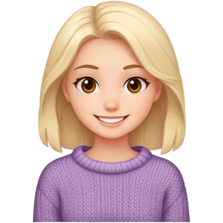 smiling girl in cozy sweater emoji