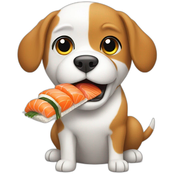 Dog eats sushi emoji
