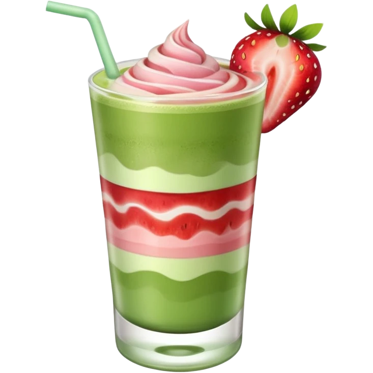 Pastel matcha and strawberry mixed drink  emoji