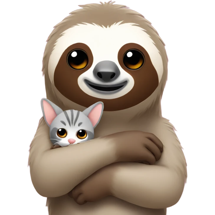 sloth holding a kitten emoji