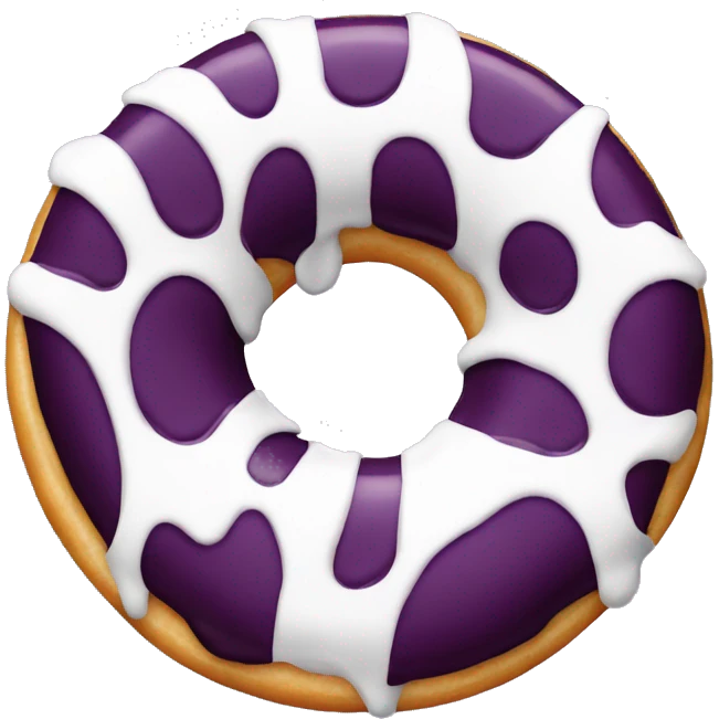 white glazed donut with eggplant emoji inside it emoji