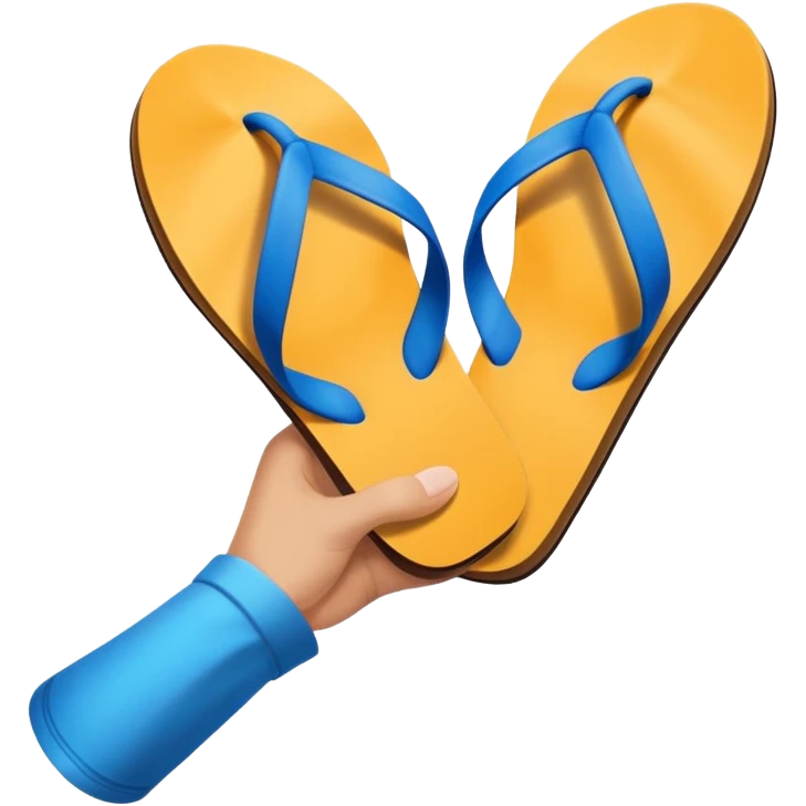 Hand holding a flip flop emoji