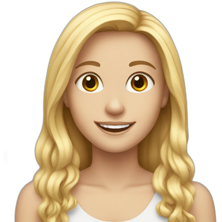 White Girls with long blond hair smiling emoji