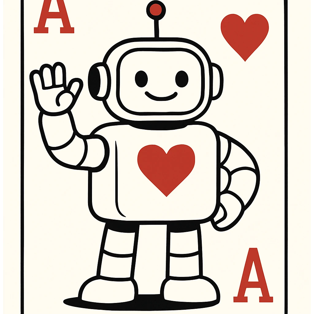 A friendly robot with rounded edges, antennas, and simple facial features, standing in a characteristic pose against a clean background emoji