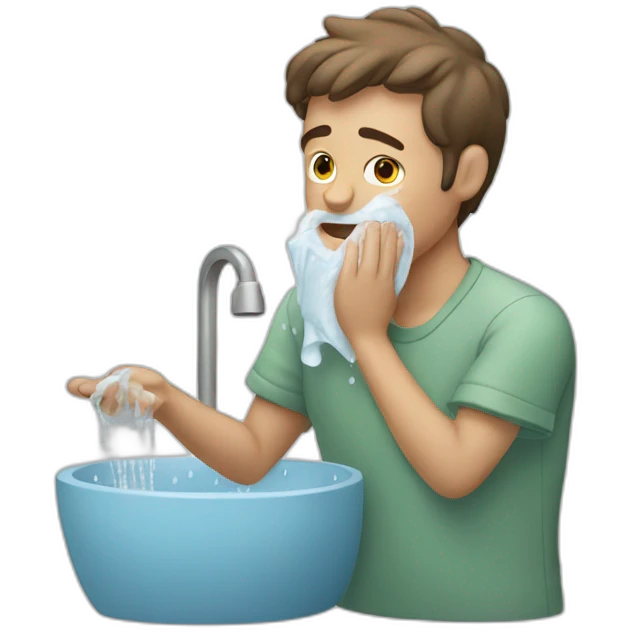 Man washing face emoji