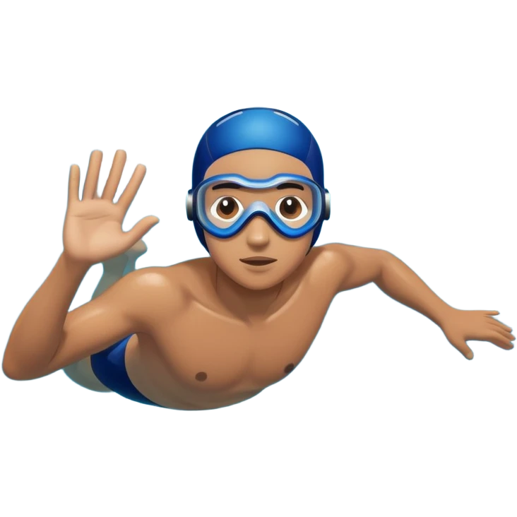 determined pool diver dives into a pool of confidence blue water underneath water  emoji