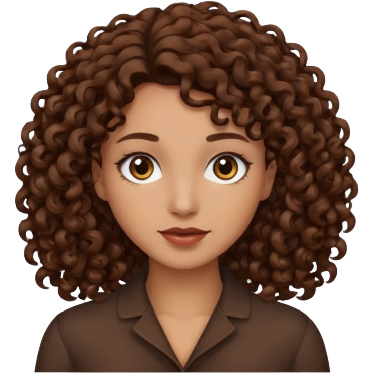 Sou morena, meu cabelo cacheado castanho médio escuro e meus olhos é castanho escuro emoji