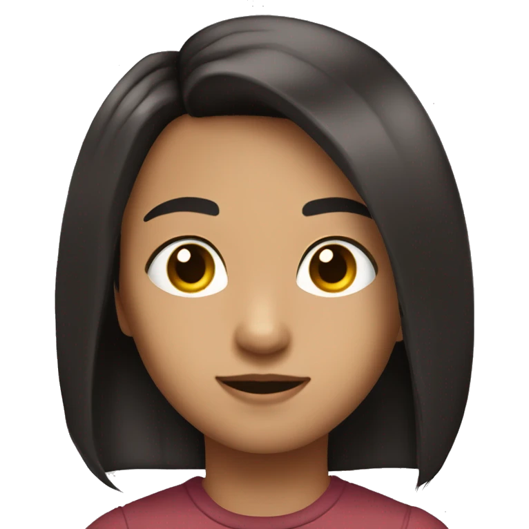 Little mid toned kid with black straight ear length hair and middle part brown eyes  emoji
