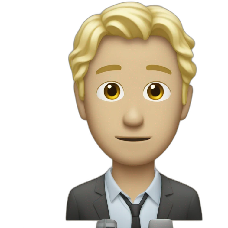 blonde sevillian male journalist listening to Radiohead emoji