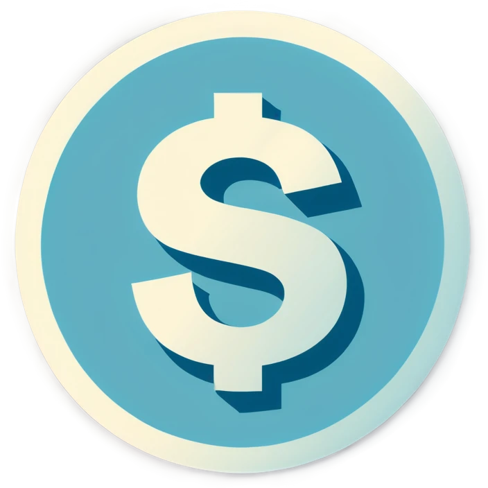 Dollar sign inside circle (colour pale blue) emoji