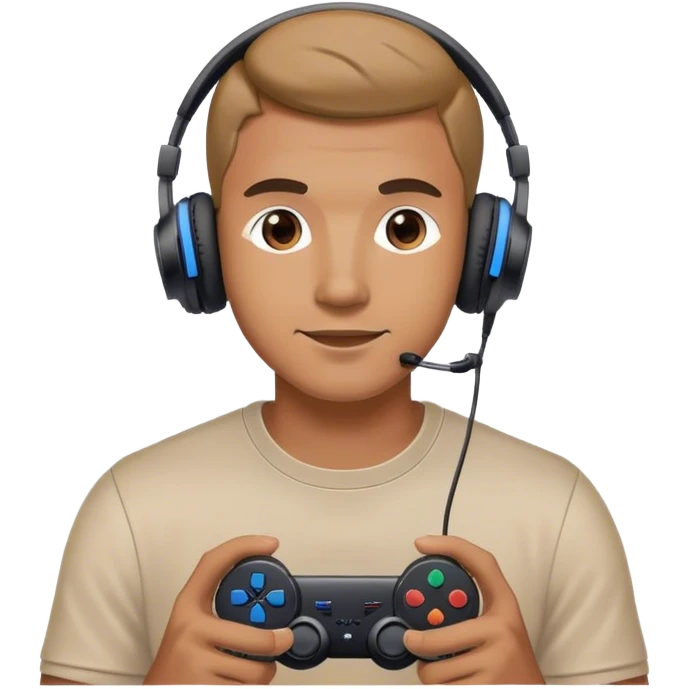 Muchacho guapo con audífonos jugando playstation emoji