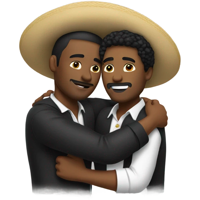 Mexican guy and black guy hugging  emoji