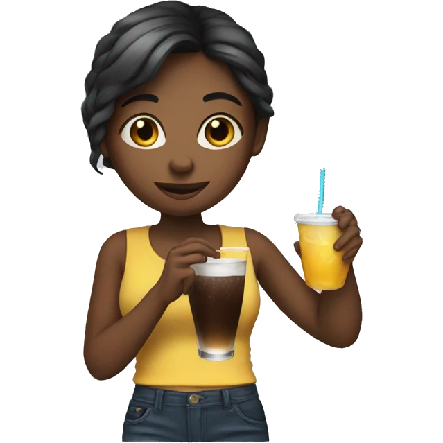 A girl with a drink emoji