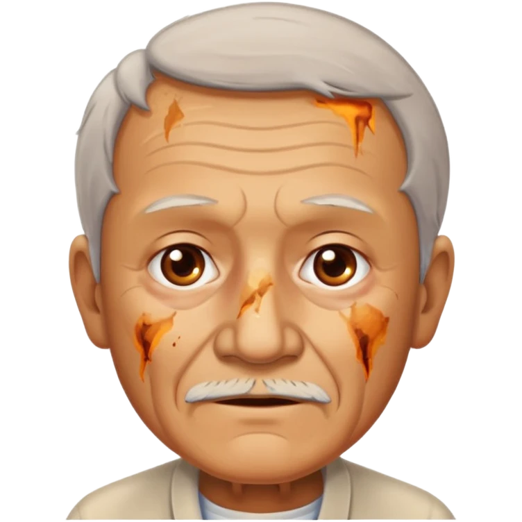 AN OLD MAN FULL OF BURNED MARKS BECAUSE OF COOKING OIL emoji