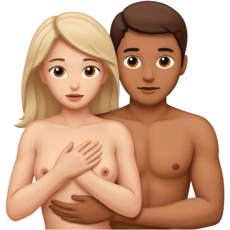 A naked woman and man in the 69 position emoji