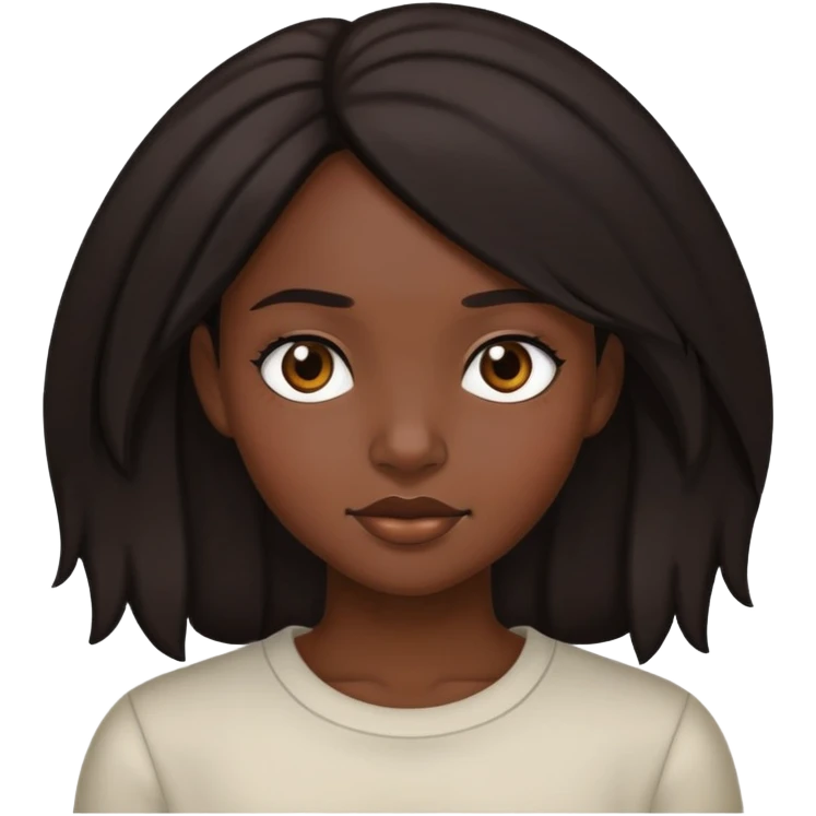 black girl with dark brown hair emoji