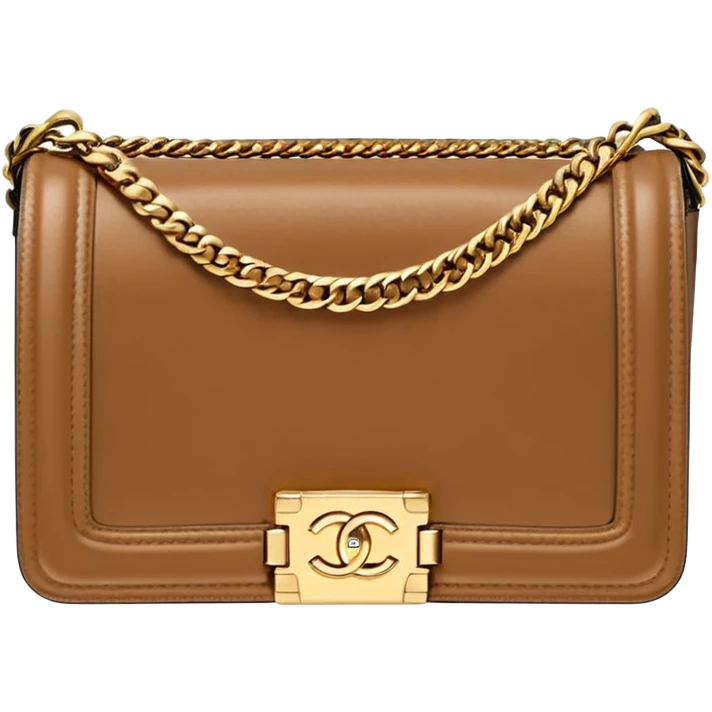 chanel le boy light brown gold hardware emoji