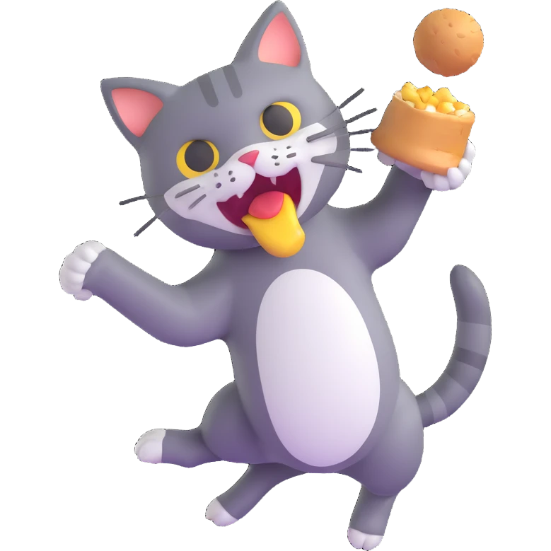 cat dropping food from its mouth emoji