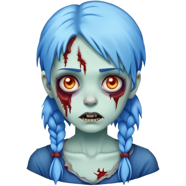 Zombie girl with blue hair emoji emoji