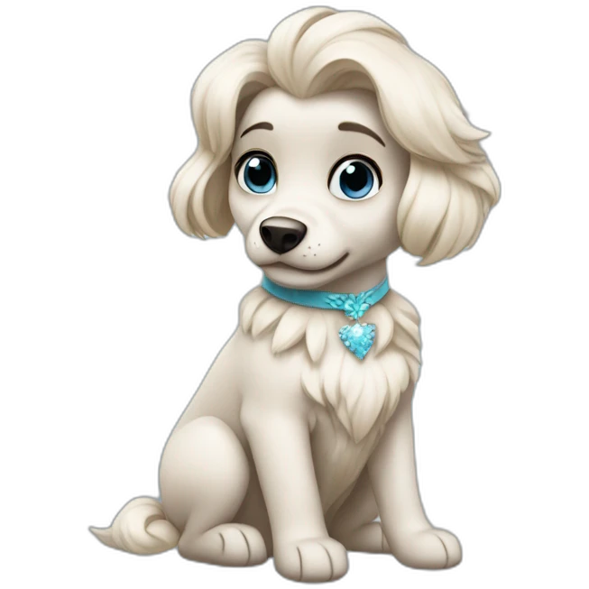 Elsa on a dog emoji