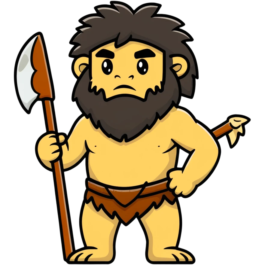 caveman with a bone club and animal fur emoji